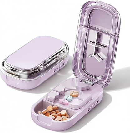 Portable Precision Pill Cutter & Organizer for Small Pills
