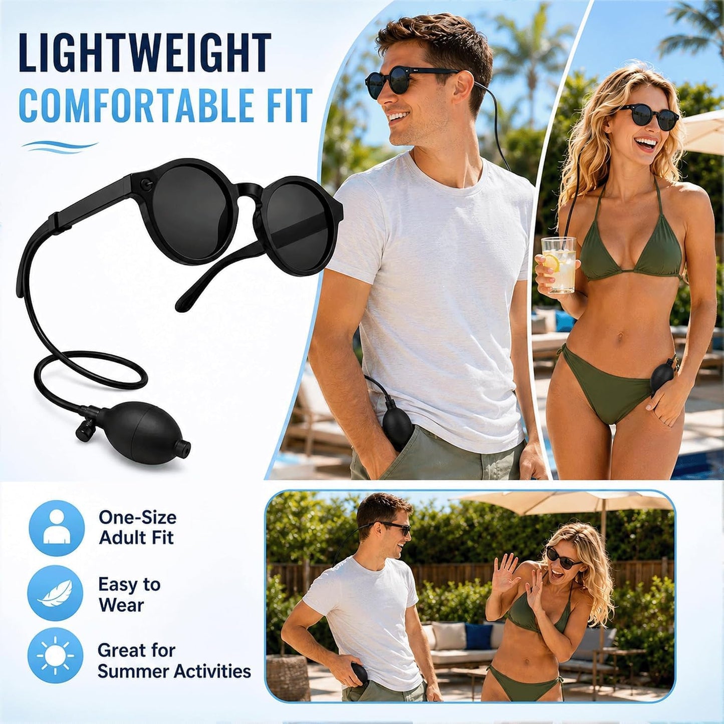 😎💦 Hidden Squirt Sunglasses – Refillable Water Prank Glasses