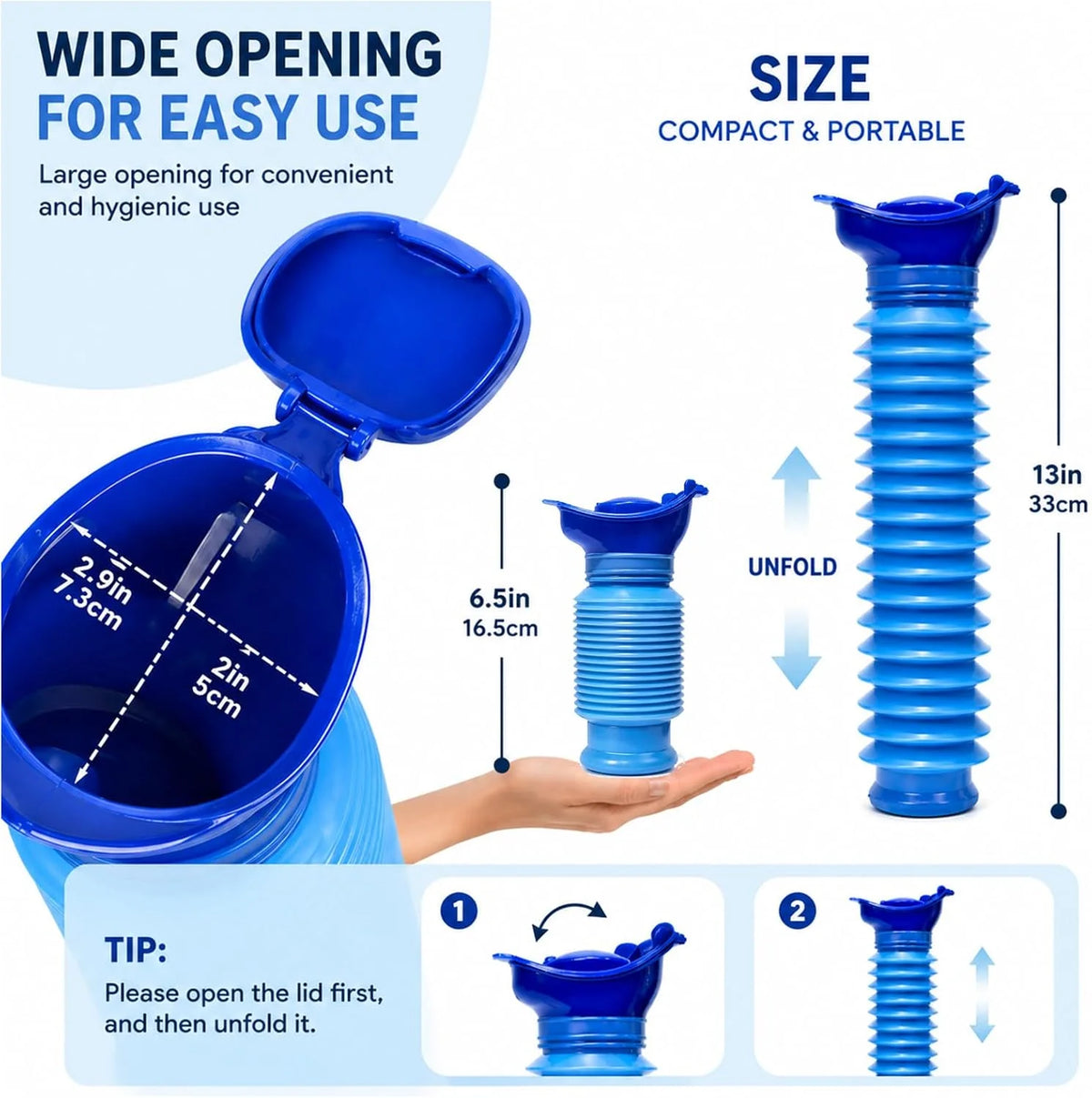 🎁Portable Collapsible Urinal – 750ml Emergency Pee Bottle for Travel & Camping