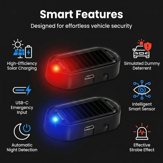 🎁Solar Fake Car Alarm LED Warning Light – 2 Pack