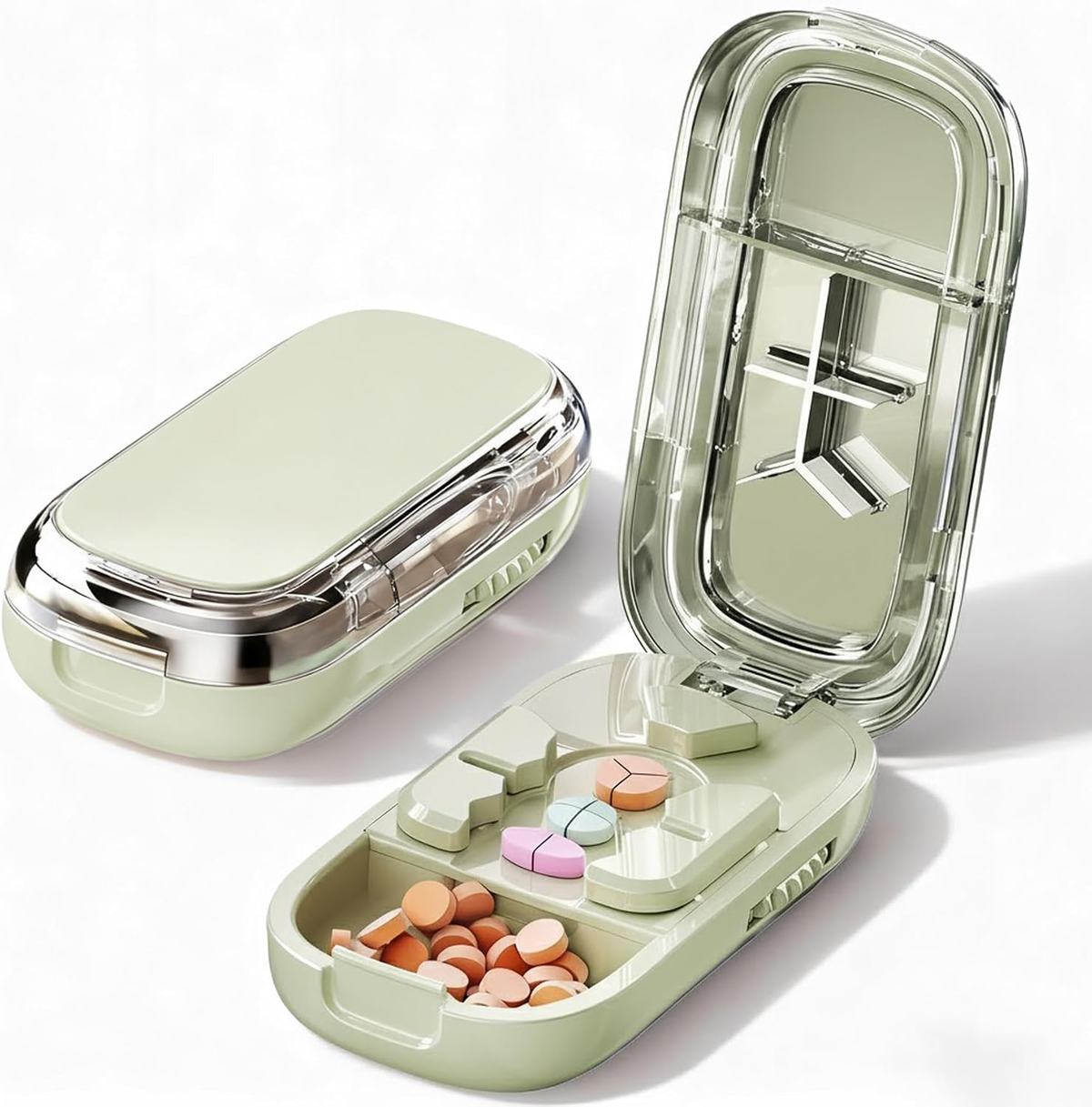Portable Precision Pill Cutter & Organizer for Small Pills