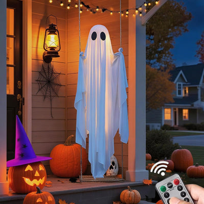 🎃 Halloween 5FT Animated Light-Up Swinging Ghost – Outdoor Decor