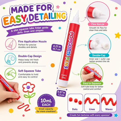 Popcorn Pens 3D Puffy Bubble Drawing Art Kit Heat