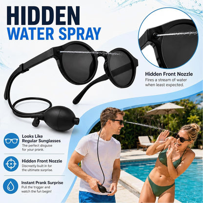 😎💦 Hidden Squirt Sunglasses – Refillable Water Prank Glasses
