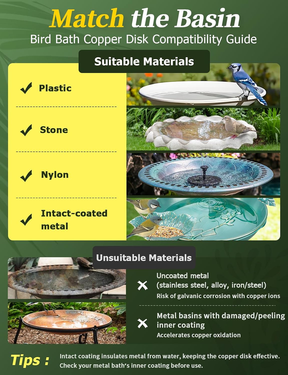 Bird Bath Copper Disk, 0.6mm Reinforced 99.99% Pure Copper Cleaning Disk