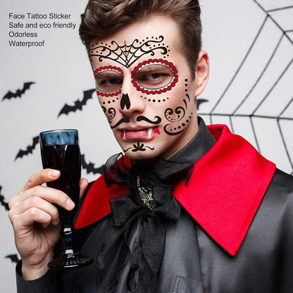 ❤️Day of the Dead Sugar Skull Face Tattoos