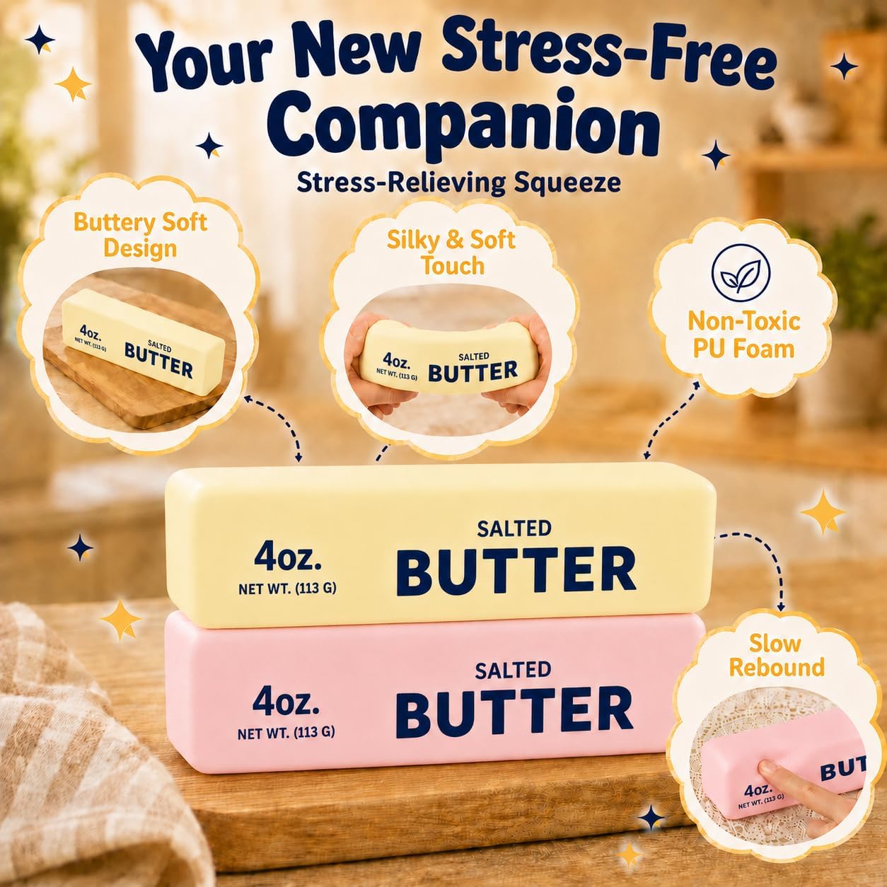 2PCS 🧈 Slow-Rising Butter Squishy Toys