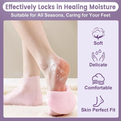 Silicone Socks for Dry Cracked Feet - Women's Moisturizing Foot Socks
