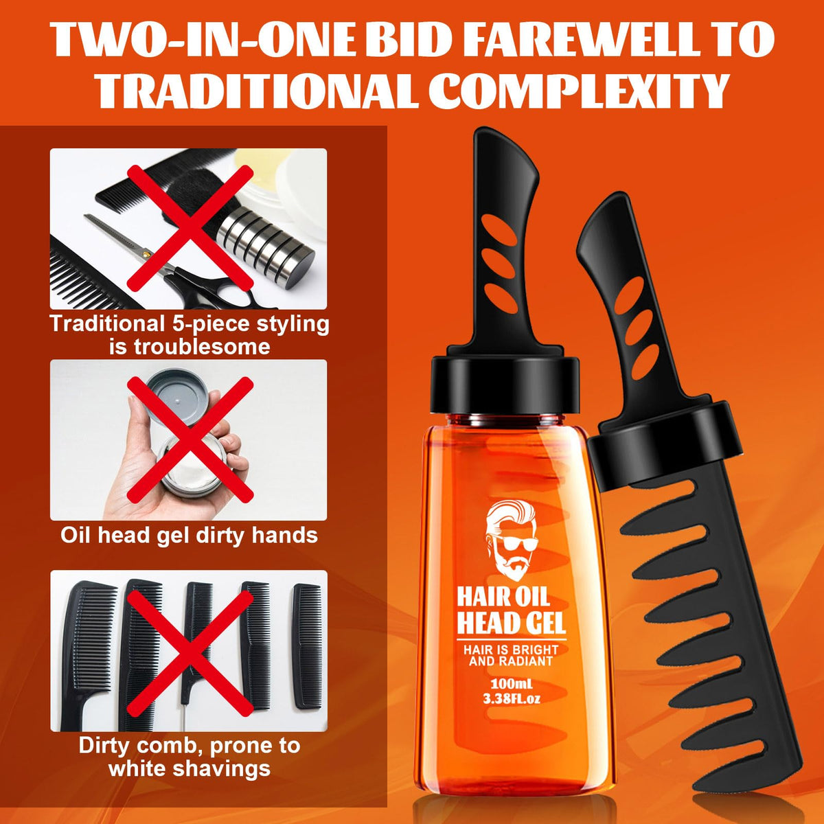 🔥Men's Hair Styling Gel with Comb