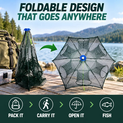 🎁Collapsible Fishing & Crab Trap Net with 6m Rope & Float Ring