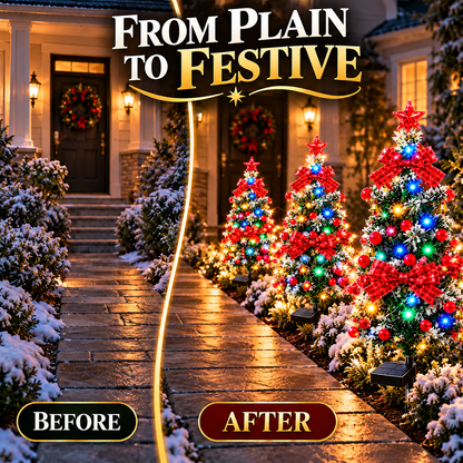 🎉Solar Snowy Cedar Christmas Tree Lights for Outdoor Holiday Decor
