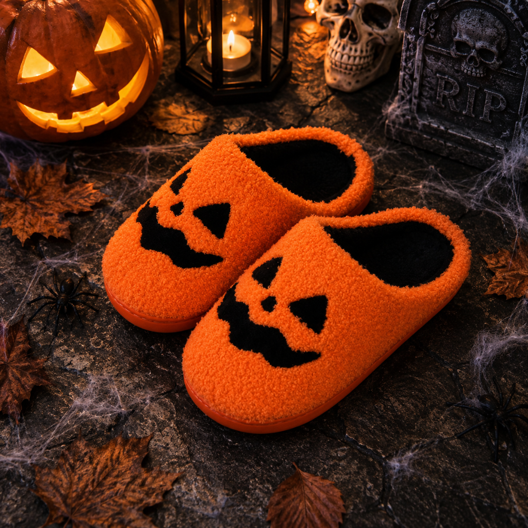 Plush Pumpkin Slippers – Spooky Style, Everyday Comfort