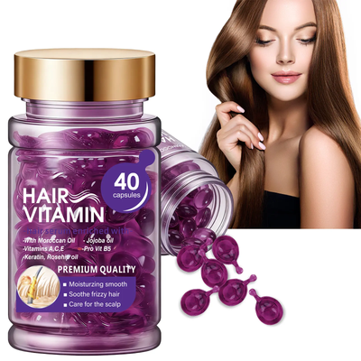 Cápsulas de vitaminas para el cabello con aceite de argán, control del encrespamiento y brillo, 40 unidades