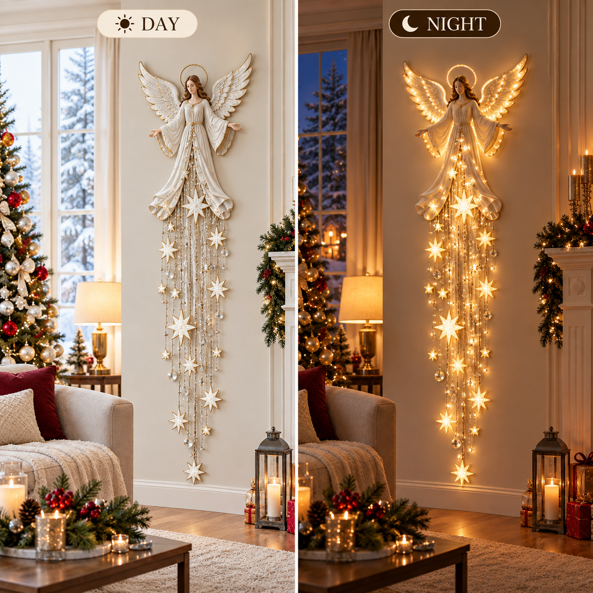 🎉Angel Blessing Starfall Wall Ligh – Heavenly Christmas Wall Decor