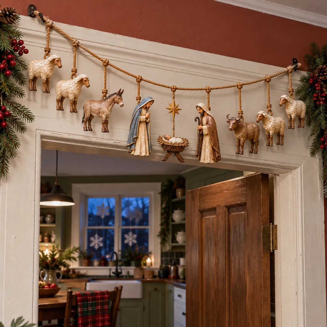 ✨✝️Handcrafted Wooden Nativity Garland🎄(📦Buy 3 Free Shipping)