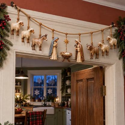 ✨✝️Handcrafted Wooden Nativity Garland🎄(📦Buy 3 Free Shipping)