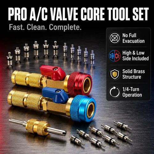 🎁R134A A/C Valve Core Remover Installer Kit With High &amp; Low Pressure Coupler