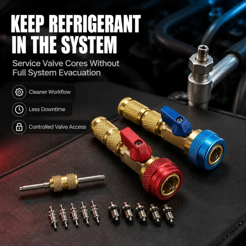 🎁R134A A/C Valve Core Remover Installer Kit With High &amp; Low Pressure Coupler