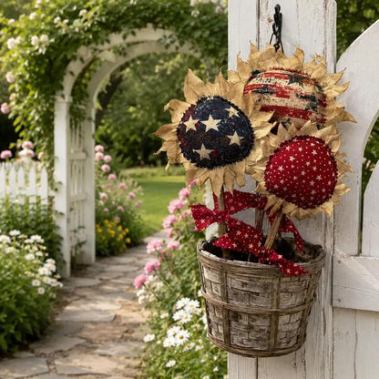 Primitive Americana Sunflower Picks Set of 3