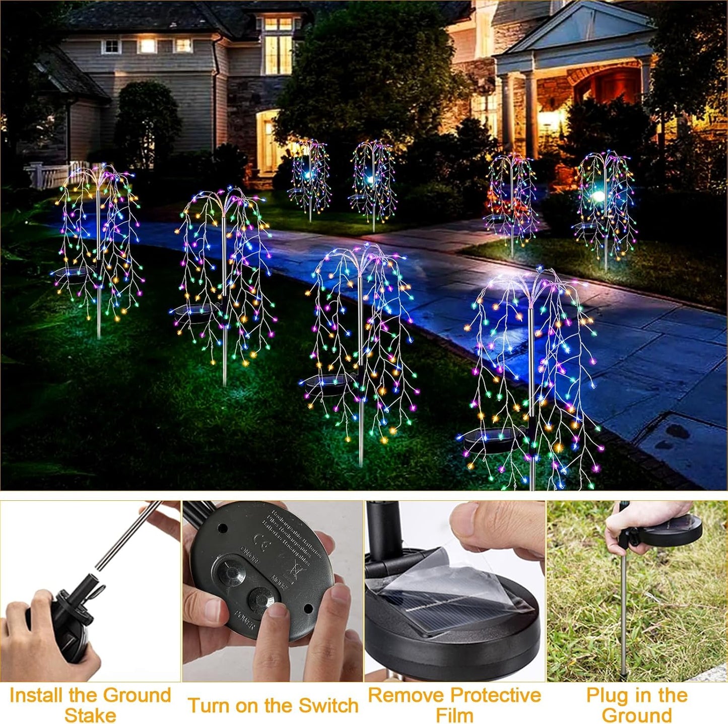 Solar Garden Lights Outdoor Solar Willow Tree Lights