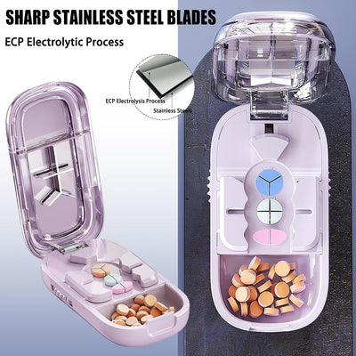 Portable Precision Pill Cutter & Organizer for Small Pills