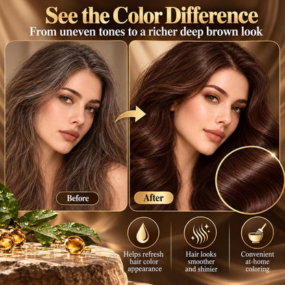 ❤️3-in-1 Gray Coverage Hair Dye Shampoo – Deep Brown, 13.6 fl oz