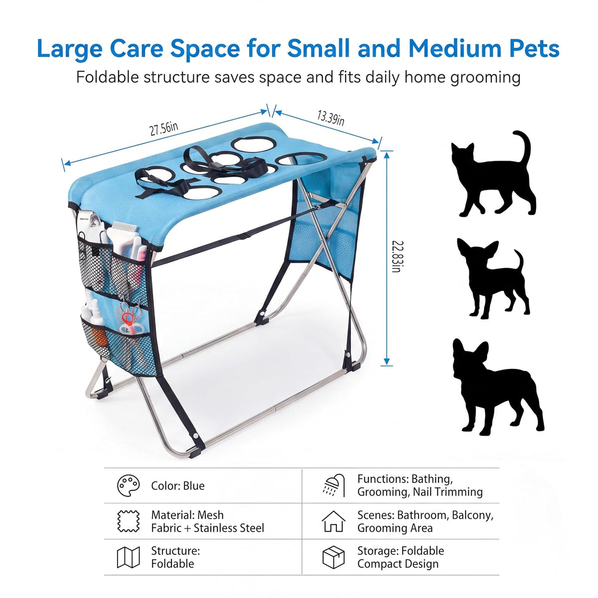 Foldable Pet Grooming Bath Stand for Small &amp; Medium Dogs