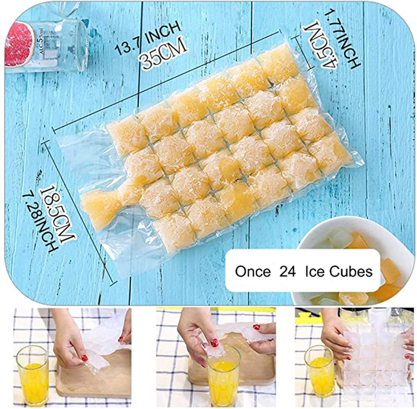 50 Counts Disposable Ice Maker Bags, Self-Sealing Freezer Trays with Funnel