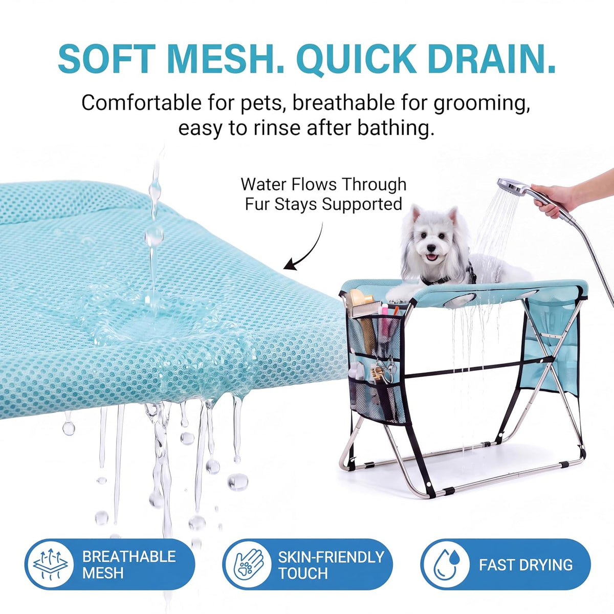 Foldable Pet Grooming Bath Stand for Small &amp; Medium Dogs