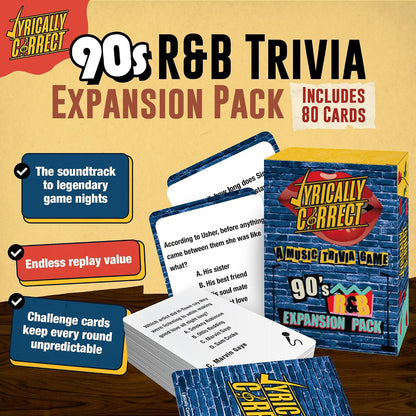 ❤️ 90s R&B Music Trivia Expansion Pack – 80 Cards