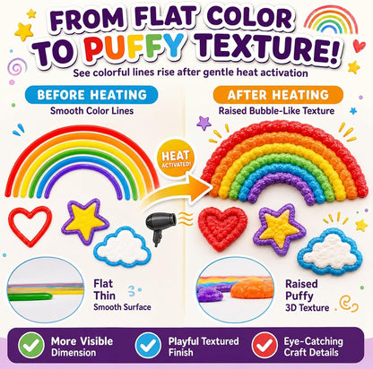 Popcorn Pens 3D Puffy Bubble Drawing Art Kit Heat