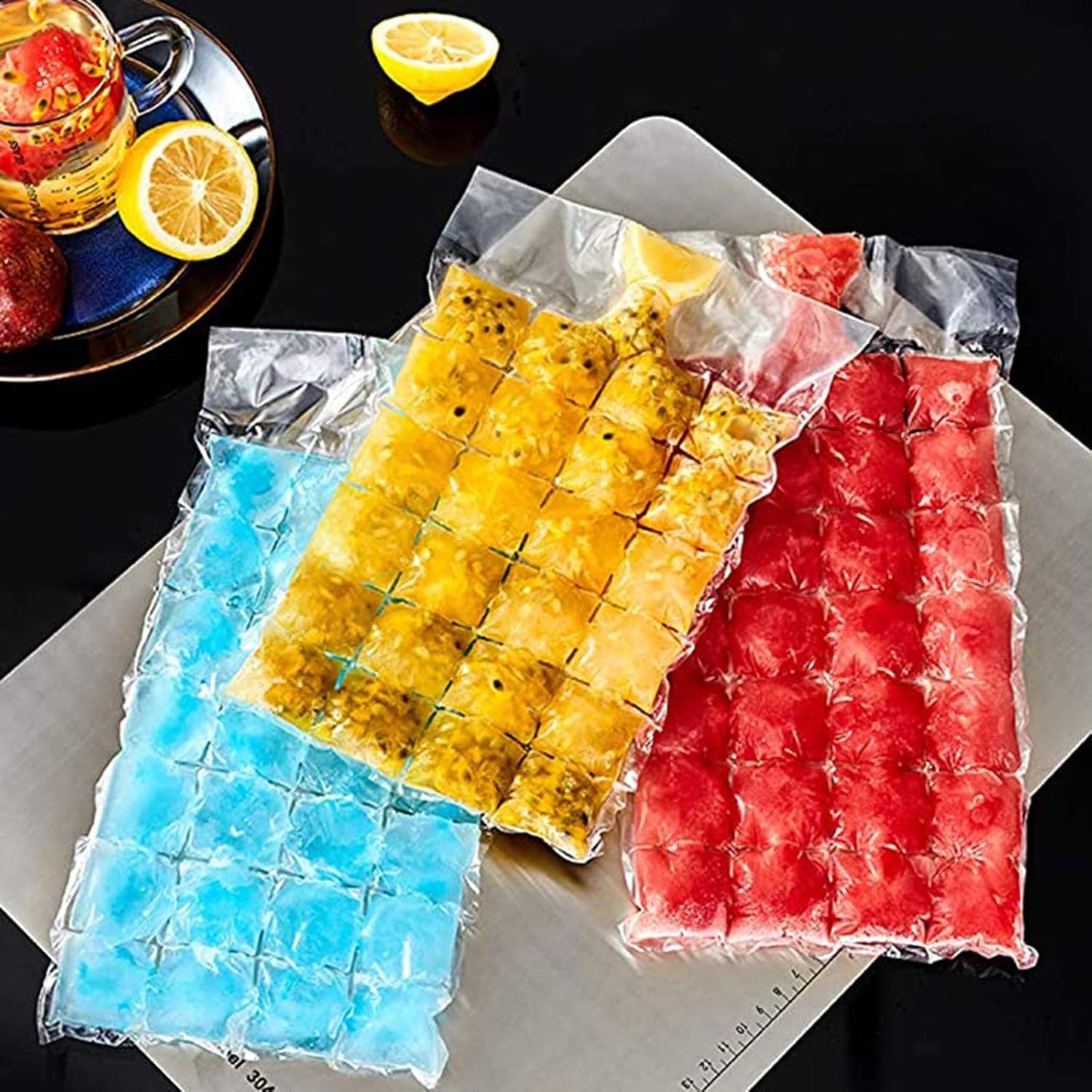 50 Counts Disposable Ice Maker Bags, Self-Sealing Freezer Trays with Funnel