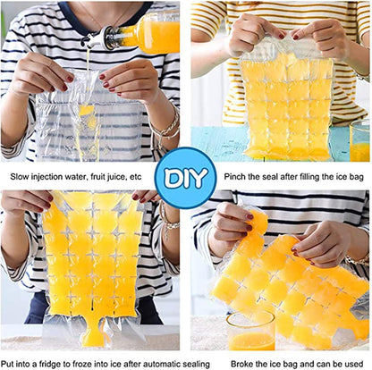 50 Counts Disposable Ice Maker Bags, Self-Sealing Freezer Trays with Funnel