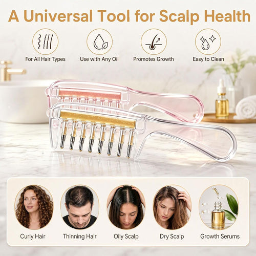 ⭐Scalp Serum Applicator Comb – 6-Roller Refillable Hair Oil & Serum Dispenser