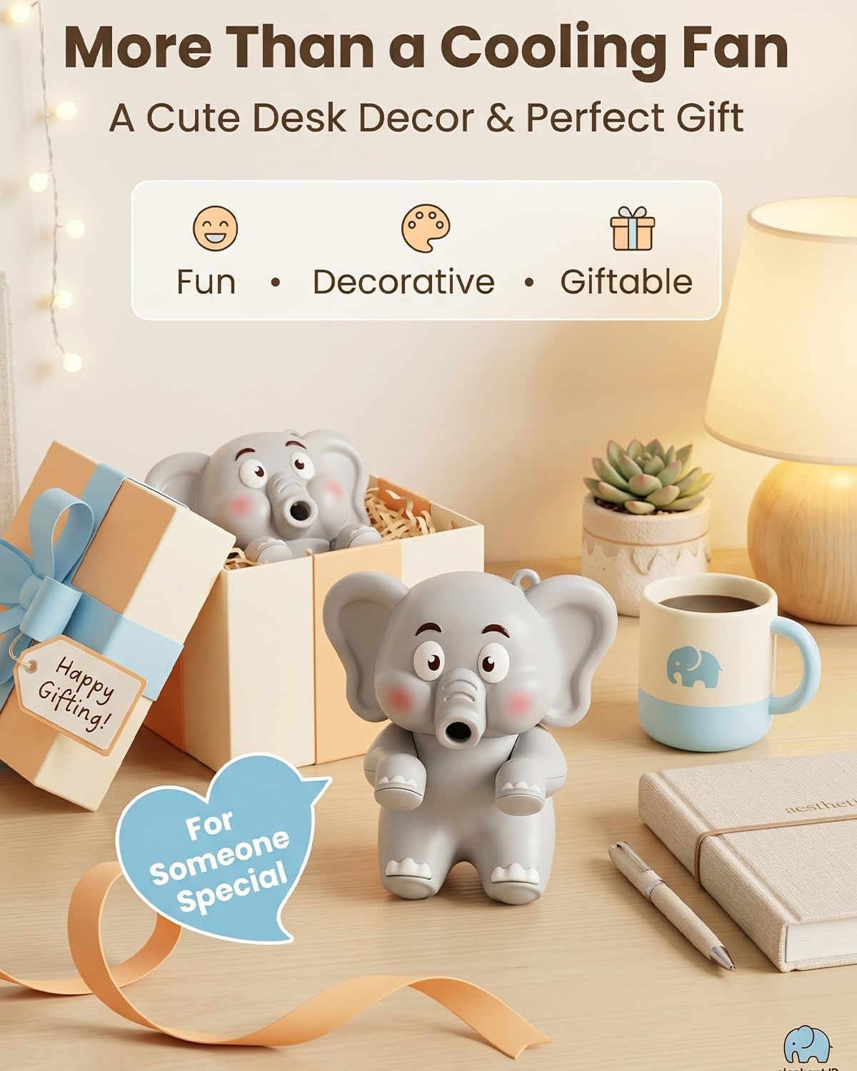 🐘 Clip-On Food Cooling Fan – Hands-Free Cooling for Hot Soup, Coffee & Drinks
