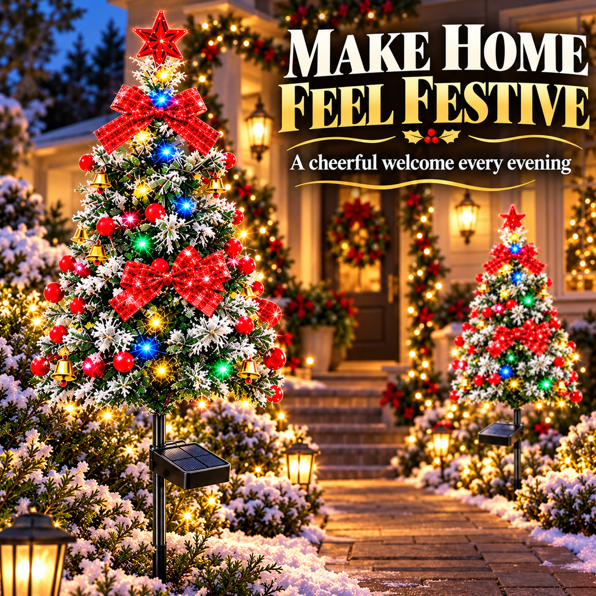 🎉Solar Snowy Cedar Christmas Tree Lights for Outdoor Holiday Decor