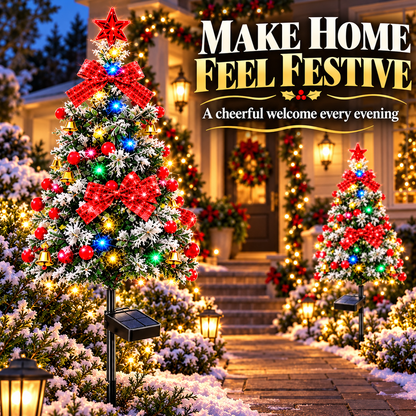 🎉Solar Snowy Cedar Christmas Tree Lights for Outdoor Holiday Decor