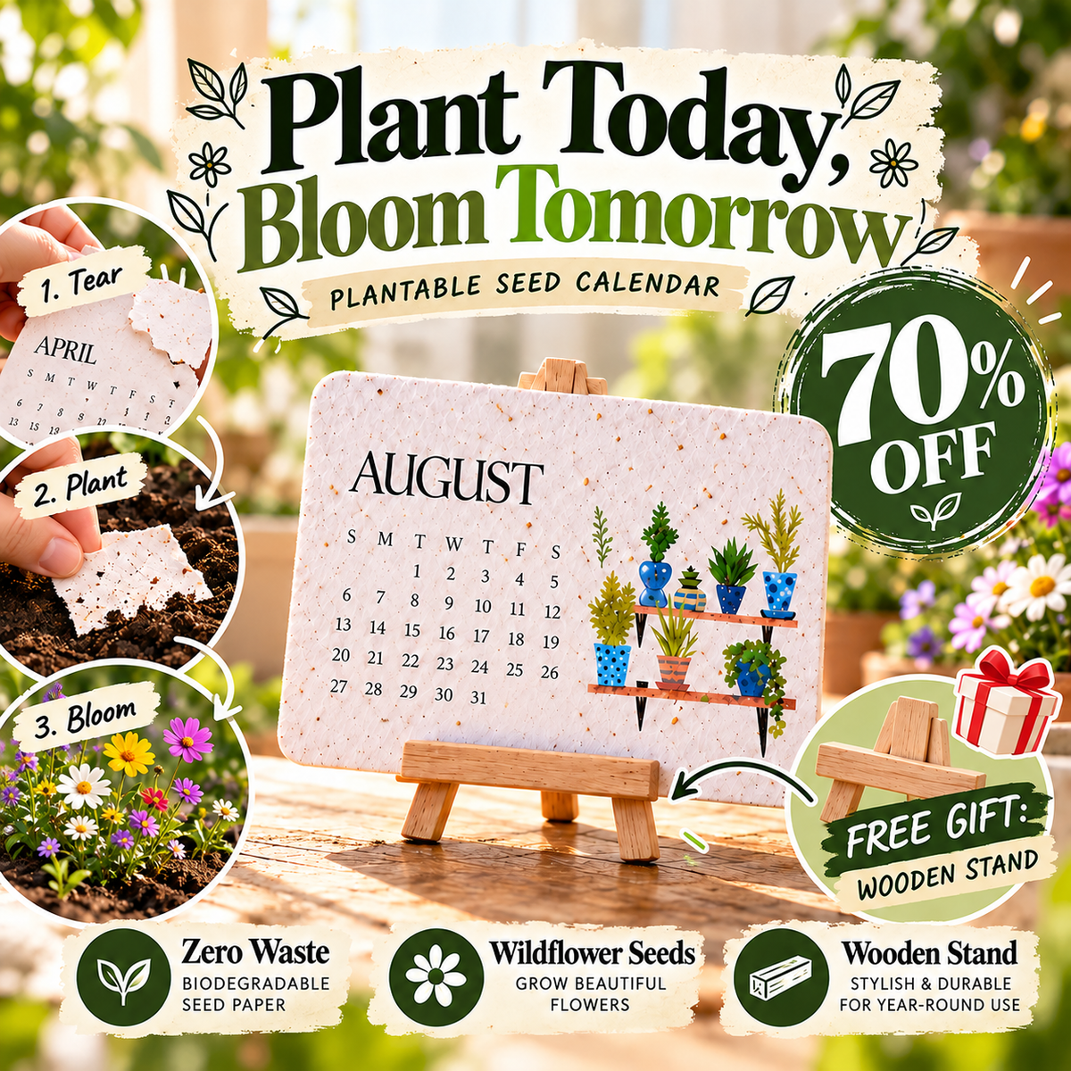 ✨Eco-Friendly Plantable "Timeless" Seed Calendar 2027 🌱Plan•Plant•Grow•EnjoyStyle