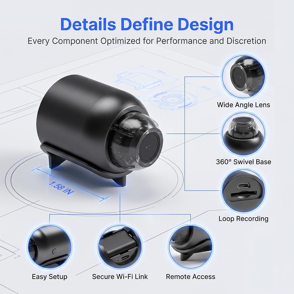 📷 Mini 4K Security Camera — Compact Size, Clear HD Monitoring Anytime, Anywhere