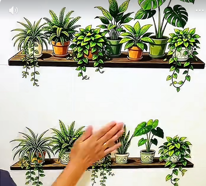 🔥🌿 Botanical Shelf Wall Stickers – 2-Piece Self-Adhesive Plant Decor