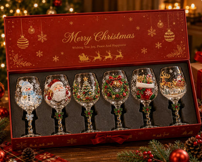 ✨Last Day Sale 50% OFF🔥🎁Christmas 3D Wine Glass Collection Gift Box Set✨