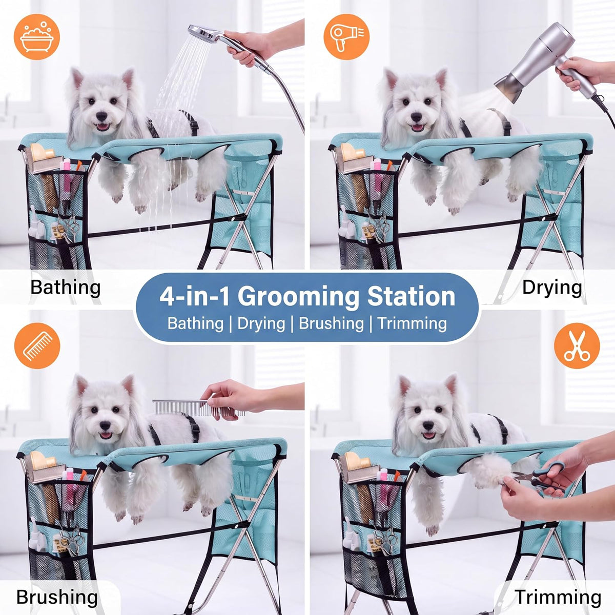 Foldable Pet Grooming Bath Stand for Small &amp; Medium Dogs