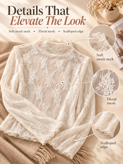 🔥5-Pack Floral Lace Mesh Tops