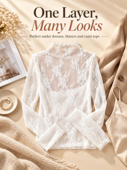 🔥5-Pack Floral Lace Mesh Tops