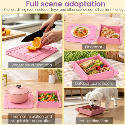 🔥3-in-1 Magnetic Silicone Trivet, Cutting Board & Foldable Serving Tray