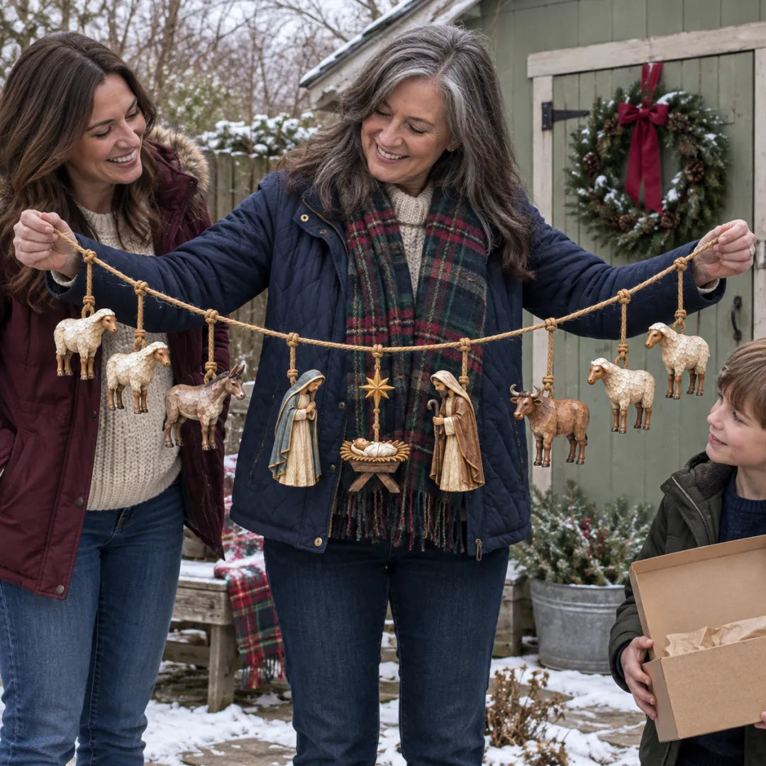 🎉✝️Handcrafted Wooden Nativity Garland