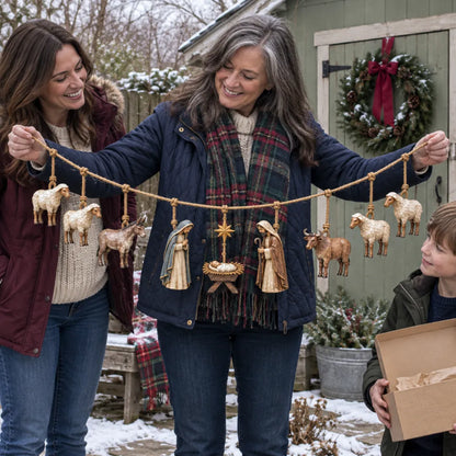 🎉✝️Handcrafted Wooden Nativity Garland