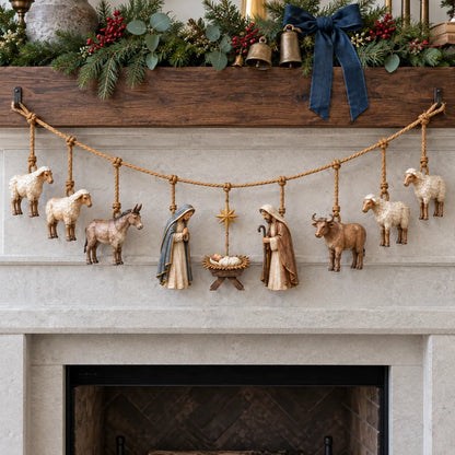 🎉✝️Handcrafted Wooden Nativity Garland
