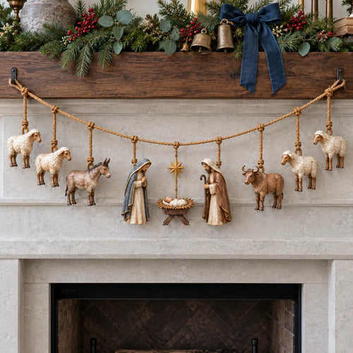 🎉✝️Handcrafted Wooden Nativity Garland
