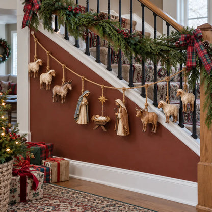 🎉✝️Handcrafted Wooden Nativity Garland